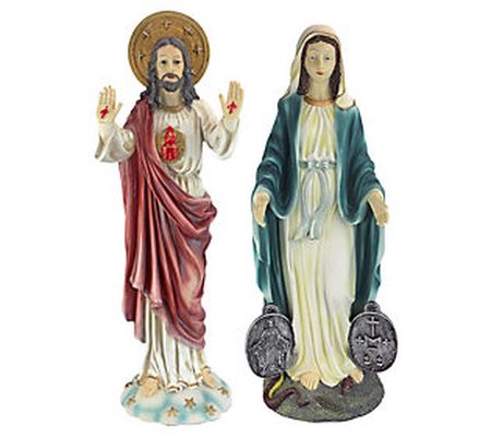 Design Toscano Jesus and Mary Devotional Sculpt ures S/2