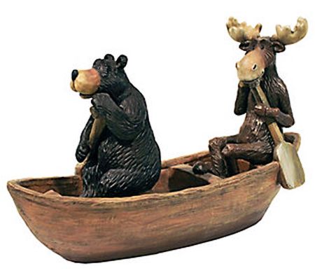 Design Toscano Moose And Bear In Boat Statue