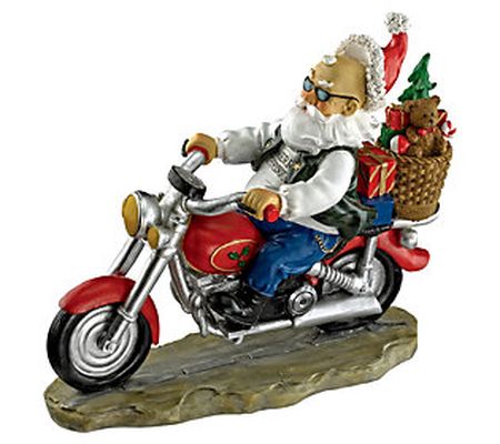 Design Toscano Old School Father Christmas Sant a Biker Statue