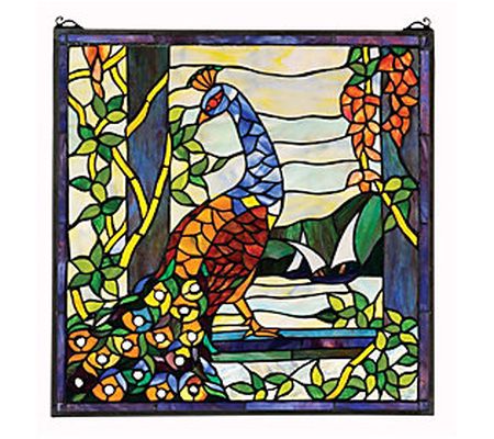 Design Toscano Peacock's Tiffany-Style Stained lass Window