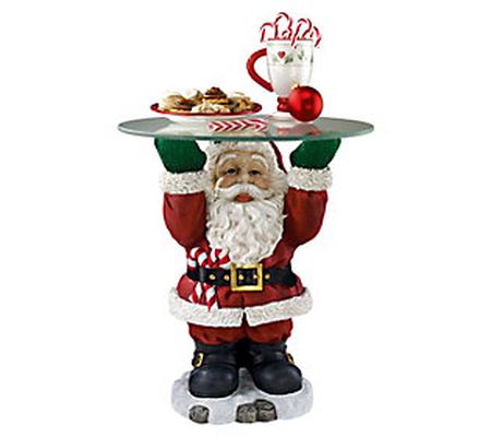 Design Toscano Santa Claus Sculptural Glass Top Holiday Table