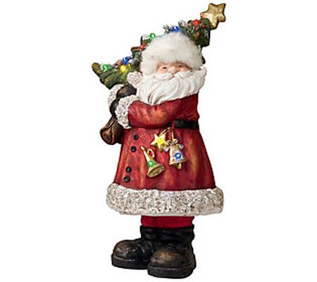 Design Toscano Santa With A Sparkling Christmas Tree Statue