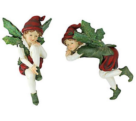 Design Toscano Santa's Christmas Elves Shelf Si tting Statues