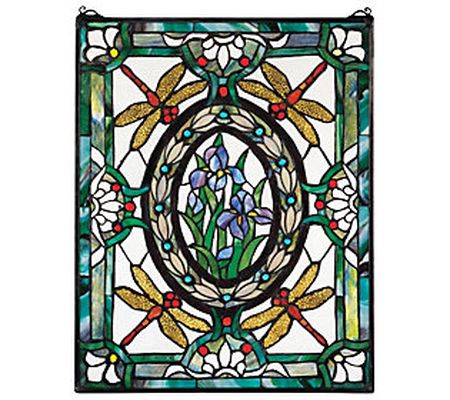 Design Toscano Victorian Dragonfly Floral Stain ed Glass Windo