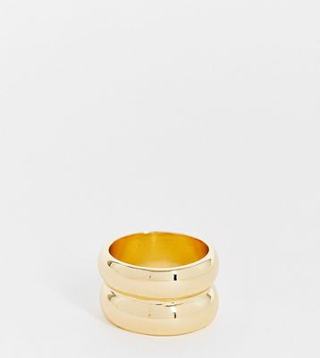 DesignB Curve double row ring in gold tone