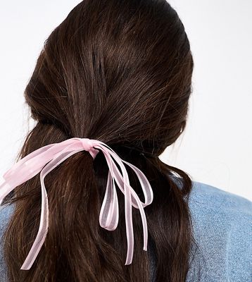 DesignB London 2-pack organza mini hair ribbons in pink