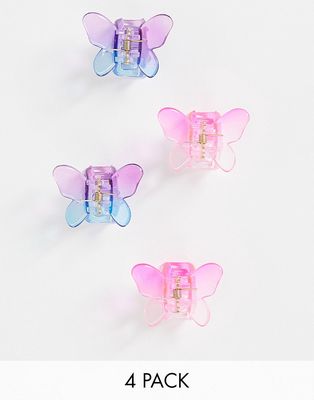 DesignB London 4-pack butterfly shape hair claws-Multi