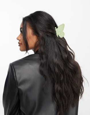 DesignB London butterfly hair claw in sage green