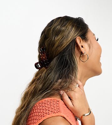 DesignB London chain effect hair clip in tortoise shell-Brown
