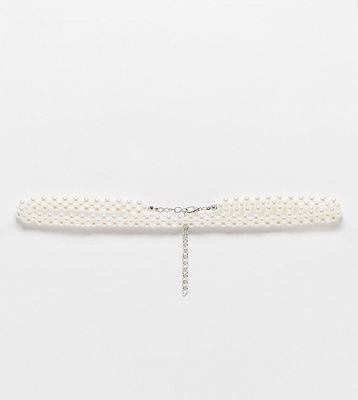 DesignB London Curve pearl choker-White