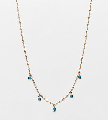 DesignB London Curve turquoise pendant choker necklace in gold
