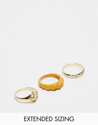 DesignB London evil eye and molded ring multipack in gold