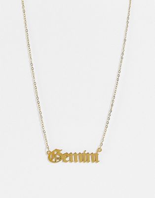 DesignB London Gemini star sign stainless steel necklace in gold