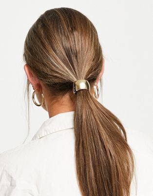 DesignB London gold cuff hair tie-Silver