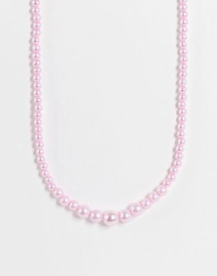 DesignB London graduating faux pearl necklace in pink