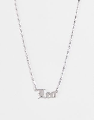 DesignB London Leo stainless steel starsign necklace in silver