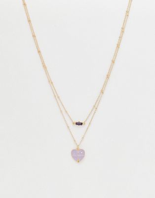DesignB London multipack crystal and heart necklaces in gold