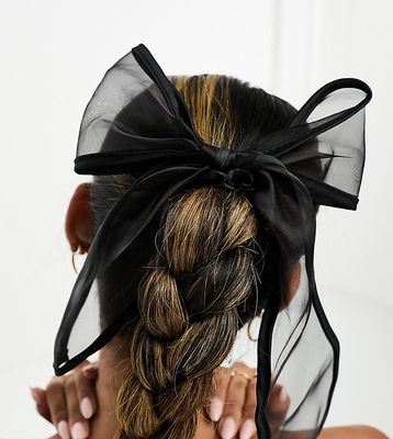 DesignB London organza bow hair bobble in black