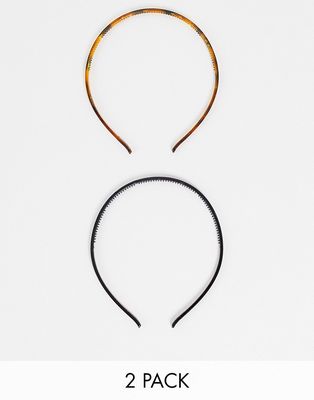 DesignB London pack of 2 basic resin headbands-Multi