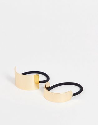 DesignB London pack of 2 hair cuff ties-Gold