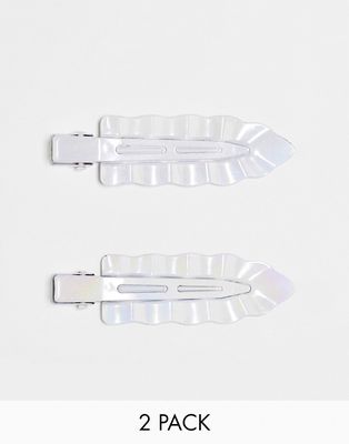 DesignB London pack of 2 styling clips in silver