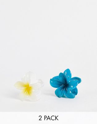 DesignB London pack of 2 tropical flower hair claws-Multi
