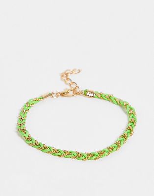 DesignB London plait rope bracelet in green