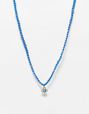 DesignB London plait rope necklace with eye charm-Multi