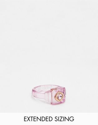 DesignB London resin chunky ring in pink