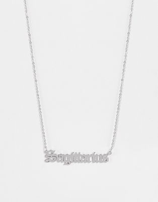 DesignB London Sagittarius stainless steel starsign necklace in silver