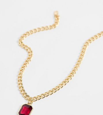 DesignB London statement pink pendant necklace in gold