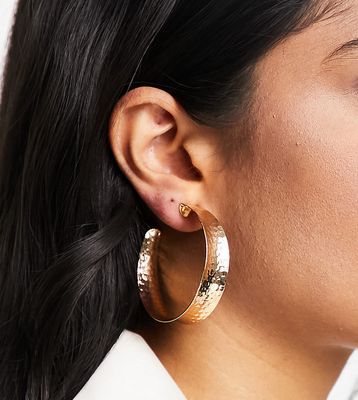 DesignB London textured statement hoop earrings in gold