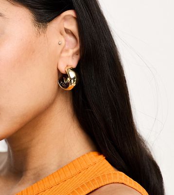 DesignB London thick hoop earrings in gold