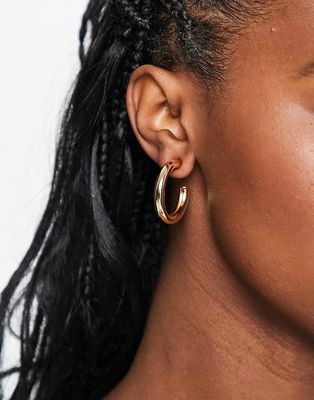 DesignB London tube hoop earrings in gold
