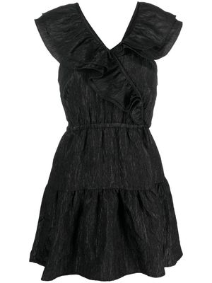Designers Remix ruffle-detail crepe mini dress - Black
