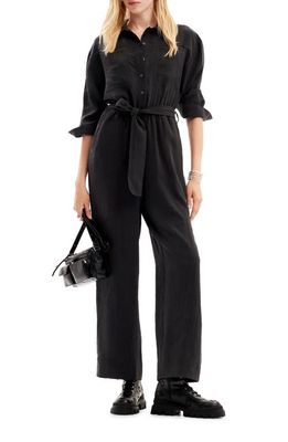 Desigual Carry Tie Waist Long Sleeve Jumpsuit in Black