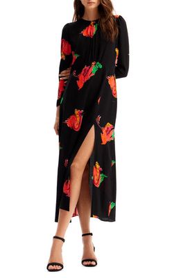 Desigual Duna Abstract Floral Long Sleeve Dress in Black