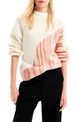 Desigual Jers Midel Colorblock Sweater in White