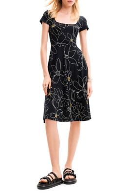 Desigual Margaritis Floral Stretch Cotton Dress in Black