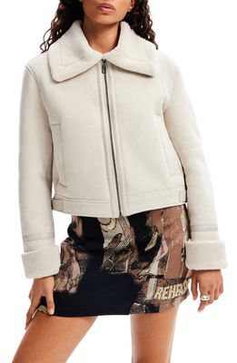 Desigual Montreal Faux Shearling Jacket in White