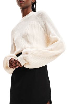 Desigual Sena Mixed Stitch Balloon Sleeve Sweater in White