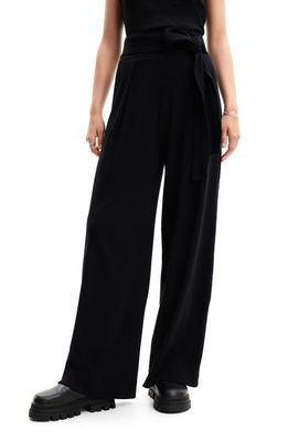 Desigual Tami High Waist Wide Leg Pants in Black