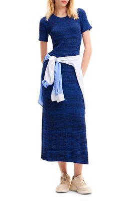 Desigual Tira Marled Rib Midi Sweater Dress in Blue