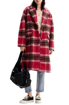Desigual Tommy Plaid Overcoat in Red