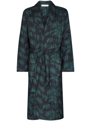 Desmond & Dempsey Byron quilted tropical-print robe - Blue
