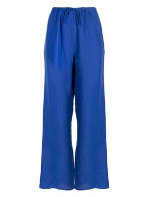 Desmond & Dempsey high-waisted linen trousers - Blue