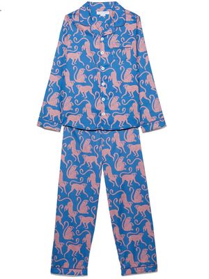 Desmond & Dempsey Kids Chango-print pajama set - Blue