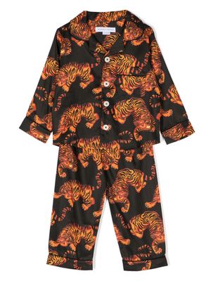 Desmond & Dempsey Kids tiger-themed print pajama set - Black