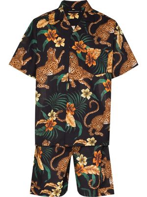 Desmond & Dempsey leopard-print pajama set - Black