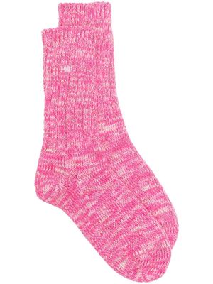 Desmond & Dempsey logo-embroidered calf-length socks - Pink
